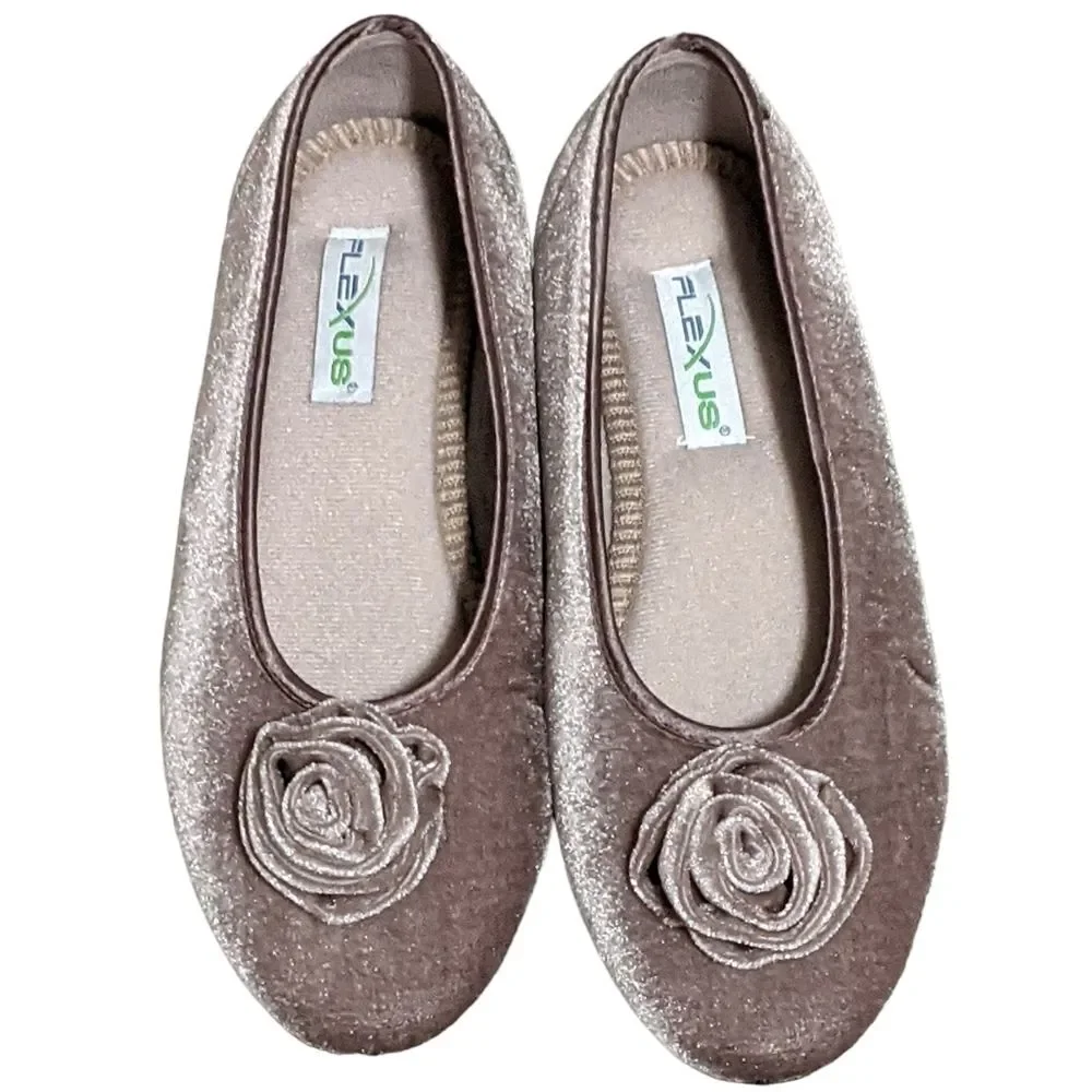 Flexus by Spring Step rose loud light grey velvet slipper ballet flat 38